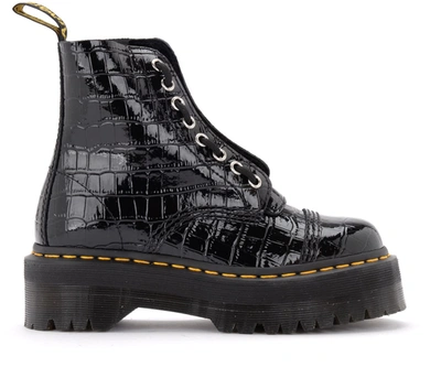 Dr. Martens Sinclair Black Leather Ankle Boot With Crocodile Print |  ModeSens