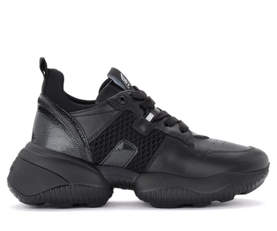 Shop Hogan Interaction Model Sneaker In Black Leather In Nero