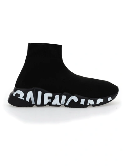 Shop Balenciaga Speed Sneakers In Black/black/white