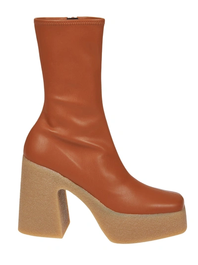 Shop Stella Mccartney Side Zipped Ankle Boots In Praline