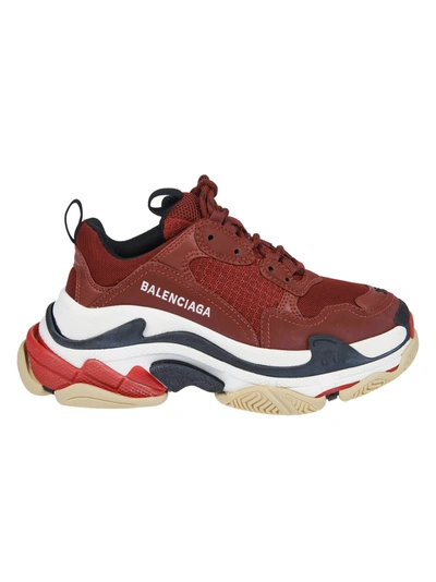 Shop Balenciaga Triple S Sneakers In Bordeaux/tricolor