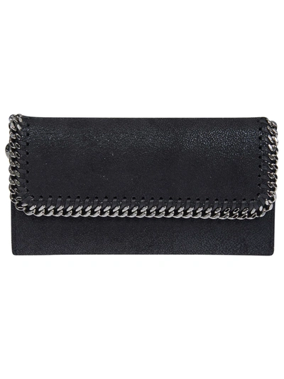 Shop Stella Mccartney Chain Detail Bind Continental Wallet In Black