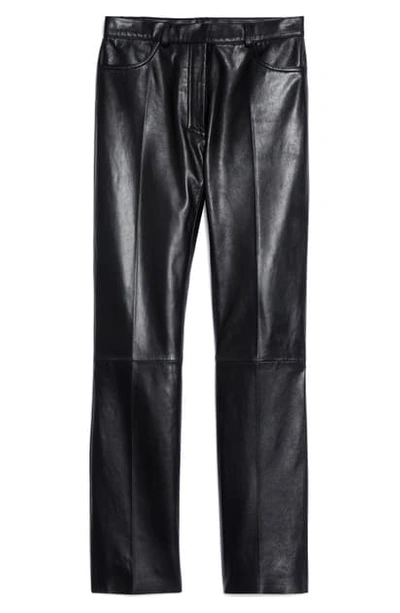 Shop Sandro Lambskin Leather Pants In Black