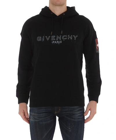 Shop Givenchy Logo Hoodie In Black