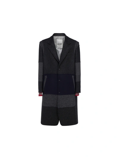 Shop Valentino Coat In Grigio/navy