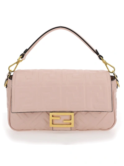 Shop Fendi Baguette Hanbag In Rosa Quarzo+ovibr