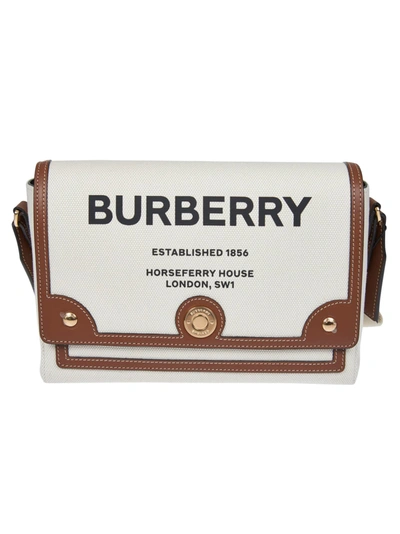 Shop Burberry Note Shoulder Bag In Beige/white