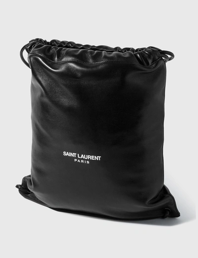 Shop Saint Laurent Teddy Leather Backpack In Black