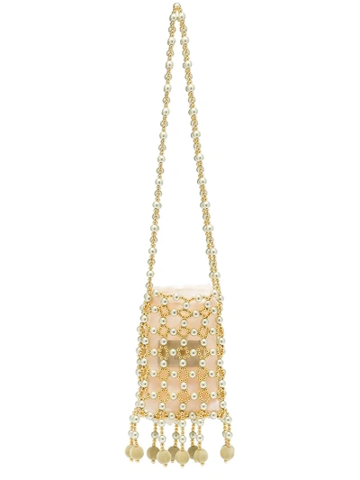 Shop Vanina Beaded Chain Shoulder Bag In Gold