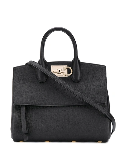 Shop Ferragamo The Studio Leather Handbag In Black