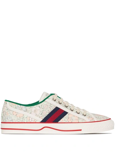 Shop Gucci Tennis 1977 Liberty London Sneakers In Neutrals