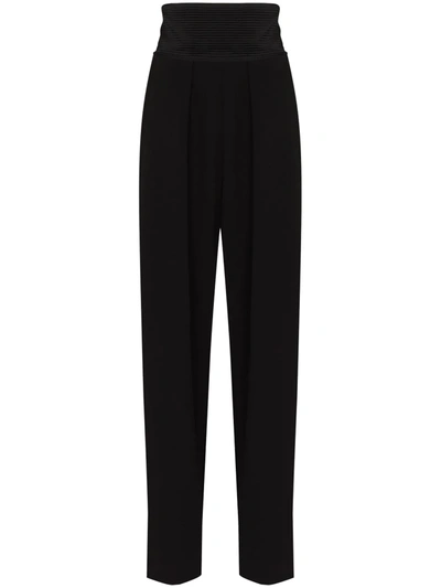 Shop Magda Butrym Tuxedo-style High-waist Trousers In Black
