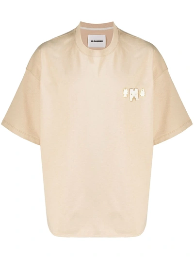 Shop Jil Sander Motif-embellished T-shirt In Neutrals