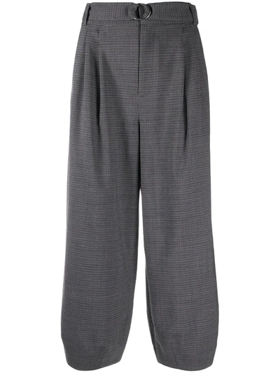 Shop Tibi Belted Cropped Trousers In Grey