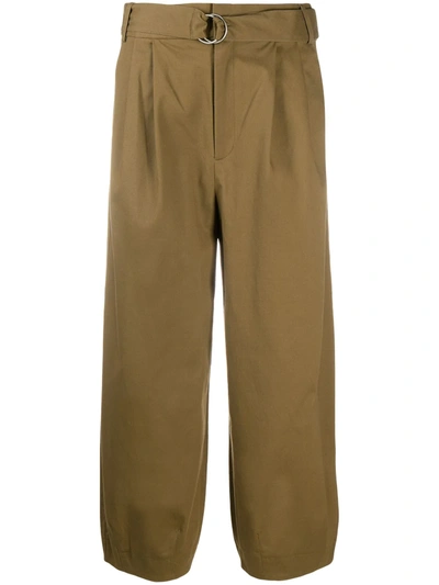 Shop Tibi Belted Cropped Trousers In Green