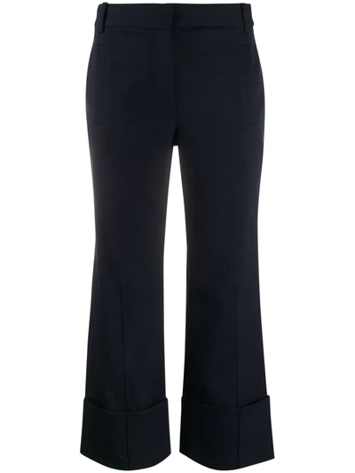 Shop Tibi Cropped Wool Trousers In Blue