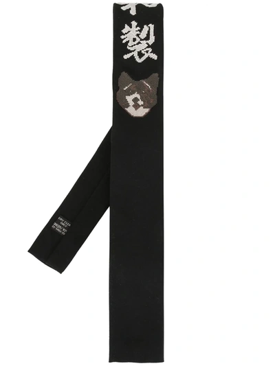 Shop Yohji Yamamoto Embroidered Motif Tie In Black