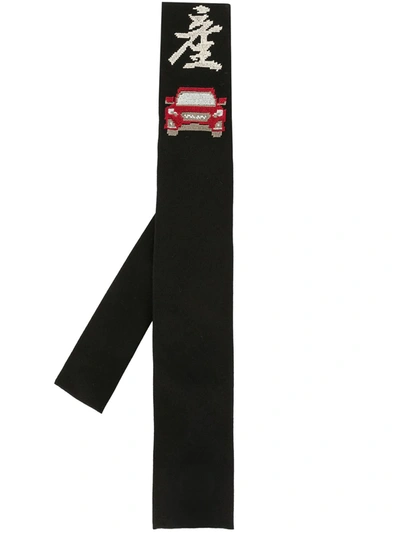 Shop Yohji Yamamoto Embroidered Motifs Tie In Black