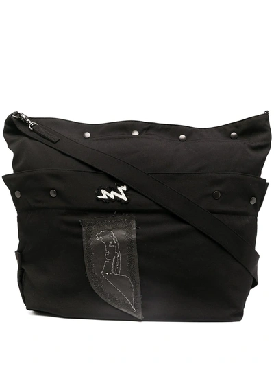 Shop Yohji Yamamoto Logo-patch Messenger Bag In Black