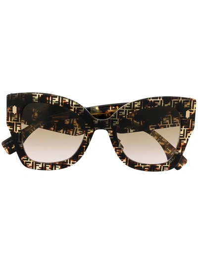 Shop Fendi Roma Printed Oversized Sunglasses In Brown