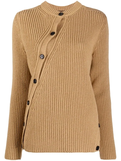 Shop Colville Cable-knit Twisted Wool Cardigan In Brown