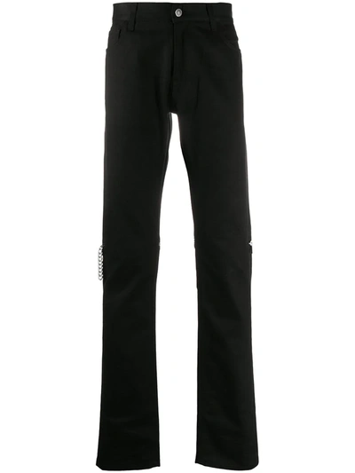 Shop Raf Simons Zipped Knees Slim-fit Trousers In Black