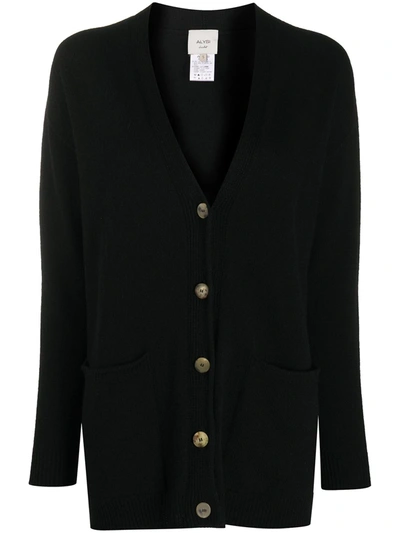 Shop Alysi Cashmere-wool Blend Knit Cardigan In Black