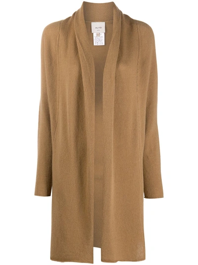 Shop Alysi Cashmere-merino Blend Knitted Draped Cardigan In Brown