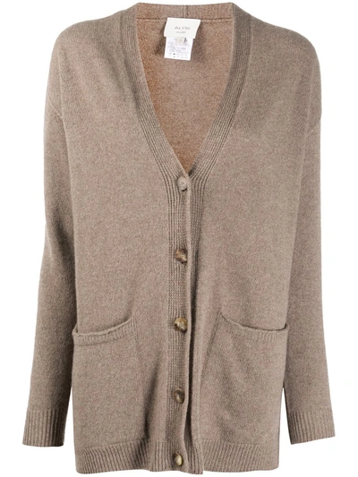 Shop Alysi Cashmere-wool Blend Knit Cardigan In Brown