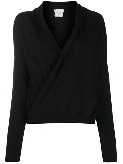 Shop Alysi Wrap Cashmere-blend Jumper In Black