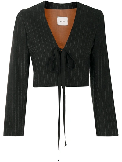 Shop Alysi Pinstripe Front-tie Blazer In Grey
