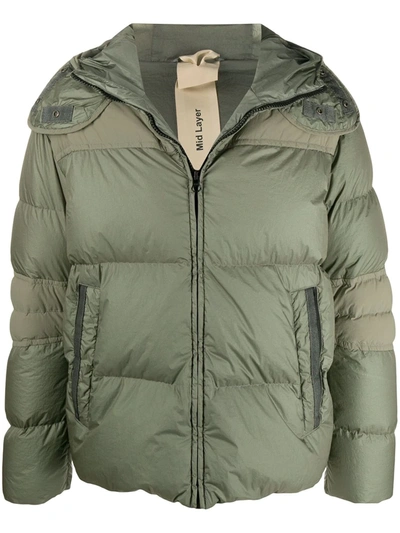 Shop Ten C Zipped Padded Jacket In Green