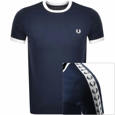 Shop Fred Perry Taped Ringer T Shirt Blue