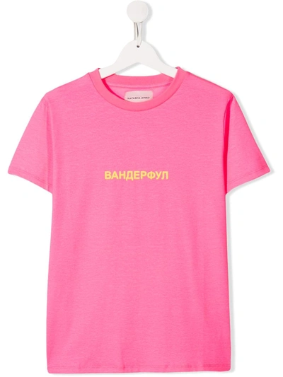 Shop Natasha Zinko Teen Printed Cotton T-shirt In Pink