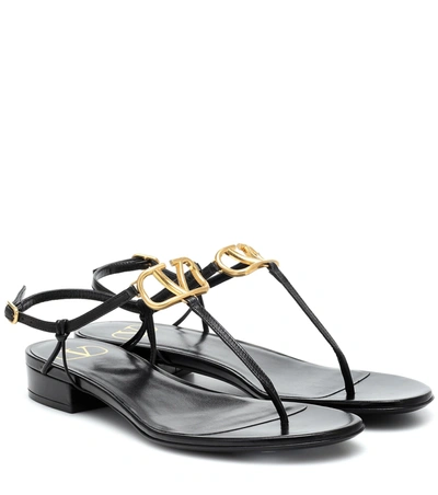 Shop Valentino Garavani Vlogo Leather Sandals In Nero Bianco