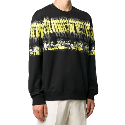 Shop Valentino Tie-dye Panel Logo Patch Sweatshirt In Black