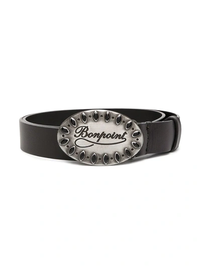 Shop Bonpoint Logo-buckle Leather Belt In Black