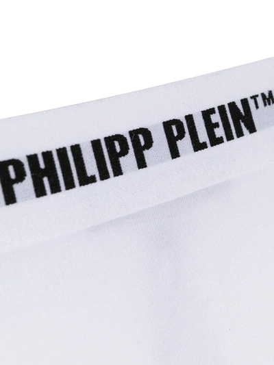 Shop Philipp Plein Logo Waistband Thong In White