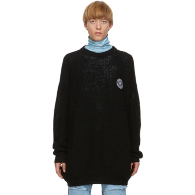 Shop Raf Simons Black Scout Badge Sweater In 00099 Black