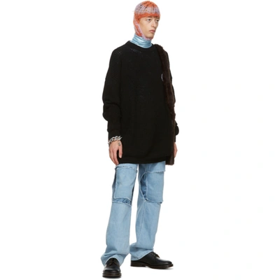 Shop Raf Simons Black Scout Badge Sweater In 00099 Black