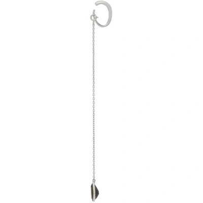 Shop Alan Crocetti Ssense Exclusive Silver Smoke Quartz Drop Chain Left Ear Cuff In Rhodium