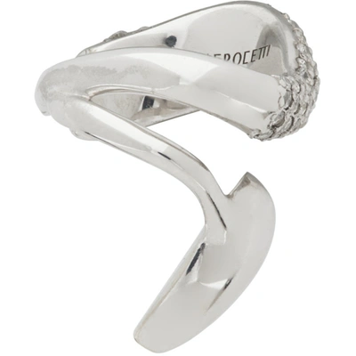 Shop Alan Crocetti Silver Half-encrusted Alien Right Ear Cuff In Rhodium