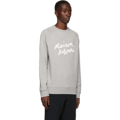 Shop Maison Kitsuné Grey Logo Handwriting Sweatshirt In Grey Melang