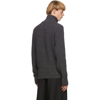 Shop Maison Margiela Grey Gauge Half-cardigan Zip-up Sweater In 860m Medgry