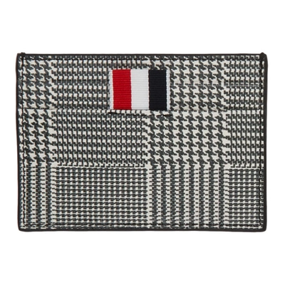 Shop Thom Browne Black Prince Of Wales 4-bar Single Card Holder In 980 Blk/wht