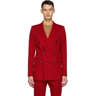 Shop Ami Alexandre Mattiussi Red Wool Double-breasted Blazer In Rouge/600