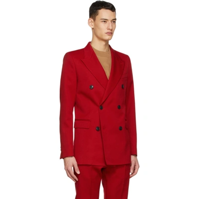 Shop Ami Alexandre Mattiussi Red Wool Double-breasted Blazer In Rouge/600