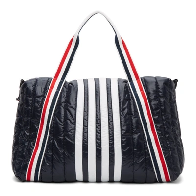 Shop Thom Browne Navy Quilted Rwb Webbing 4-bar Gym Bag In 415 Navy