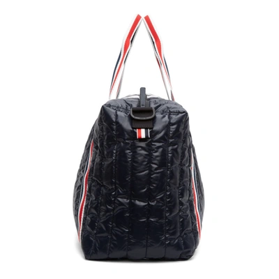 Shop Thom Browne Navy Quilted Rwb Webbing 4-bar Gym Bag In 415 Navy