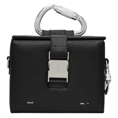 Shop Heliot Emil Black Box Messenger Bag In Black/silve